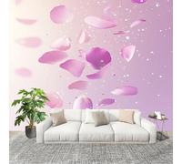 3D Telas No Tejidas Murales 300x210cm Romance Plantas PéTalos Papel pintado Murales Blanco para Sala de Estar Hotel Oficina Hogar Decoración de Paredes