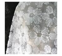 3D Texture Big Flower Sequin Embroidery Fabric Wedding Dress Garment Shiny Light Perspective Designer(02)
