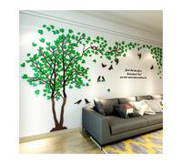 3D Tree Acrylic Mirror Wall Sticker Decals DIY Art TV Background Poster Home Decoration Bedroom Living Room Wallstickers(Deep Green LEFT,S about 2x1m)