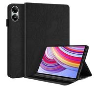 3D Tree Embossed Stand Case Suitable For Xiaomi Poco Pad 12.1inch 2024 PU Leather Front Support Shockproof Tablet Cover(Black)
