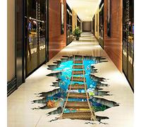 3D Under The Sea World Floor Stickers Extraíble Love Ocean Dolphin Floor Murals Underwater World Vivid Fish Sea Starfish Animals Art Floor Calcomanía for baño Sala de estar Dormitorio Decoración/63 (