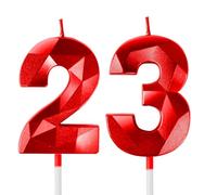 3D Velas de 23 cumpleaños, Número 2 y vela número 3, velas rojas, vela de feliz cumpleaños, velas de pasteles, decoraciones para tartas fiestas cumpleaño, bodas de celebración