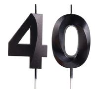 3D Velas de 40 cumpleaños, Número 4 y vela número 0, velas negro, vela de feliz cumpleaños, velas de pasteles, decoraciones para tartas fiestas cumpleaño, bodas de celebración