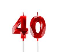 3D Velas de 40 cumpleaños, Número 4 y vela número 0, velas rojas, vela de feliz cumpleaños, velas de pasteles, decoraciones para tartas fiestas cumpleaño, bodas de celebración