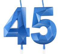 3D Velas de 45 cumpleaños, Número 4 y vela número 5, velas Bleu, vela de feliz cumpleaños, velas de pasteles, decoraciones para tartas fiestas cumpleaño, bodas de celebración