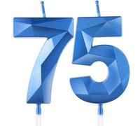3D Velas de 75 cumpleaños, Número 7 y vela número 5, velas Bleu, vela de feliz cumpleaños, velas de pasteles, decoraciones para tartas fiestas cumpleaño, bodas de celebración