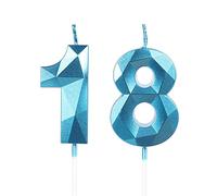 3D Velas de cumpleaños, vela número 18, azules, para pasteles, feliz cumpleaños, tartas, fiestas, bodas, celebración