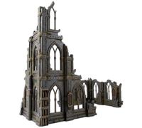 3D Vikings Serie Gothic Ruins - Juego 1: Edificio en ruinas de tres pisos y restos adyacentes del primer piso, escala de 28/32 mm