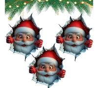 3D Wall-Breaking Santa Claus Sticker, 3D Wall-Breaking Santa Claus Stickers, Christmas Creative Walls Stickers, for Xmas Window Walls, Living Room Bedroom Office (3pcs)
