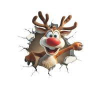 3D Wall-Breaking Santa Claus Wall Stickers with Breaking Through the Wall Effect, Cute Christmas Walls Decals Peel and Stick, Self-Adhesive Toilet Sticker Decoration for Christmas Party Kitchen Room