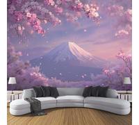 3D Wall Soñador y etéreo Print Foto Wallpaper, Los cerezos en flor del monte Fuji Wall Mural, Diseño Poster Imagen Moderno Mural 450x356cm rosa para Sala de Estar, Dormitorio Infantil
