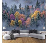 3D Wall Tema de otoño Print Foto Wallpaper, Vista aérea del bosque Wall Mural, Diseño Poster Imagen Moderno Mural 200x140cm amarillo verdoso para Sala de Estar, Dormitorio Infantil