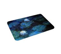 3D Water Lilies Deep Blue Non-Slip Floor Mat Absorbent Mat Carpet Rug for Kitchen Entrance Living Room Footpad Mats-50x80cm