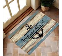 3D Welcome Aboard Nautical Anchor Non-Slip Floor Mat - Indoor and Outdoor Absorbent Foot Mat Suitable for Home Decoration-60x90cm