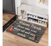 3D Welcome Friends, Please Take Your Shoes Off Non-Slip Floor MatIndoor and Outdoor Absorbent Foot Mat Suitable for Home Decoration-50x80cm