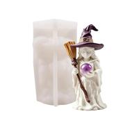 3D Witch Halloween Candle Mold Silicone Plaster Resin Casting Craft Decor | 3D witch silicona mold for effortless demolding of Halloween candle, resina, plaster, and soap crafts. Reusable decoración.