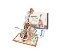 3D Wooden Cello Puzzle - Music Box - Building Kits for Adults - Gears - Brown