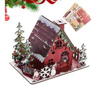 3D Wooden Christmas House Puzzle Model, Mini Village Building Craft Gift | 3D Wooden Christmas House Puzzle Model, Miniature Village Building Craft Set for Desktop Display and Parent-Child Fun