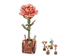 3D Wooden Flower Bouquet Puzzle,DIY Craft Kit for Adults, Home Decor Centerpiece for Table, Shelf Display, Relaxing Creative Project (Flower B)