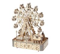 3D Wooden Puzzle - Basswood, 183 Pieces Ferris Wheel Model Kit with LED Lights Music | Mechanical Assembly Design Display, Wooden Model Kit, LED Puzzle For Stress Relief, Christmas, Hobby, Home Decor
