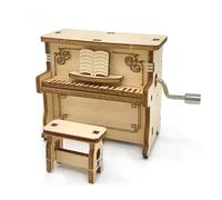 3D Wooden Puzzle Piano Music Box 3D Puzzles DIY Kits Hand Crank Music Box(Upright piano)