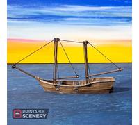 3DEGOS Skiff Ship DND Terrain 28 mm para Dungeons and Dragons, D&D, Pathfinder, Warhammer 40k, RPG, miniatura, mesa, D y D, Dungeons and Dragons Gifts