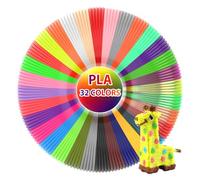 3Dgenius Filamento de bolígrafo 3D de 32 colores de 1.75 mm PLA, cada color de 20 pies, total de 640 pies, recambios de filamento de bolígrafo 3D de impresión 3D con diámetro de alta precisión, no