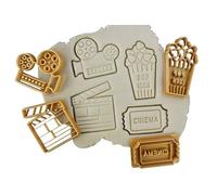 3DKOUPE - Juego de 4 - Cámara, ticket de cine, palomitas de maíz - Clap de cine - Pastelería creativa