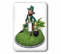 3dRose A Leprechaun on The Grass with His Gold Interruptor de Palanca único, Multicolor