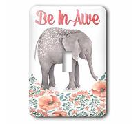 3dRose Be In Awe with A Cute Watercolor Floral Elephant Interruptor de Palanca único, Varios Colores