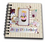 3dRose Collage of Stars, Cupcake, and Candle, Happy 17ThBirthday Mini Bloc de Notaje, multicolor, 4 x 4 pulgadas