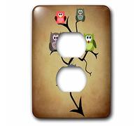 3dRose Colorful Modern Owl in a Tree Tapón de Salida de Enchufe, Multicolor