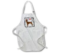 3dRose - Delantal con diseño de Perro con Texto en inglés I Love My Doberman y corazón Rojo, Longitud Completa, 55,8 x 76,2 cm, Color Blanco, con Bolsillos (apro_40912_1)