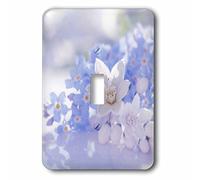 3dRose Floral Still Life with White and Blue Tiny Flowers Interruptor de Palanca único, Blanco/Azul