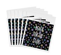 3dRose gc_151364_1 - Tarjeta de felicitación con texto en inglés "Reach For The Stars Inspiring Motivational Saying Motivating Modern Black and Colourful Stars" (6 x 6 pulgadas), diseño de estrellas