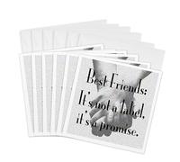 3dRose gc_171939_1 - Tarjeta de felicitación de 15,2 x 15,2 cm, diseño con texto "Best Friends it's Not A Label Her A Promise"