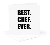 3dRose gc_179767_5 - Tarjeta de felicitación de 15,2 x 15,2 cm, con texto en inglés "Best Chef Ever Text Gifts for World Greatest Cook and Cooking Fans"