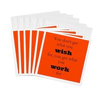 3dRose gc_180016_1 - Tarjeta de felicitación (6 unidades, 15 x 15 cm), diseño con texto en inglés "You Dont Get What You Wish for, You Get What You Work", color naranja