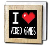 3dRose Geeky Old School Pixels Pixelated 8-Bit I Heart I Love Video Games - Servilletero de azulejos, 6 pulgadas