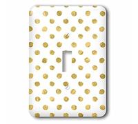 3dRose Glam Gold and White Hand Painted Dots Pattern Interruptor de Palanca único, Dorado/Blanco