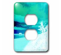 3dRose Image of Naples Florida Beach In and White Tapón de Enchufe, Aqua/Blanco