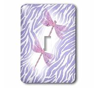 3dRose Image of Pink Butterflies on Purple Zebra Stripes Interruptor de Palanca único, Multicolor
