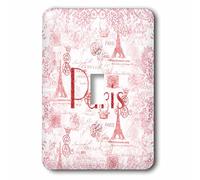 3dRose Image of Word Paris On French Pink and Red Background Interruptor de Palanca único, Multicolor