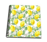 3dRose Imagen de limones amarillos, hojas verdes sobre blanco. Patrón de frutas cítricas de 12 pulgadas, multicolor, libro de recuerdos de 12 x 12 pulgadas