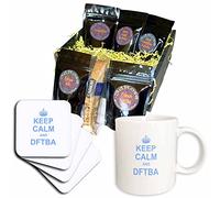 3dRose Keep Calm and DFTBA - Dont Forget to be Awesome - Nerdfighter Keep Calm and Carry on Meme Blue - Cesta de regalo de café (cgb_157709_1)