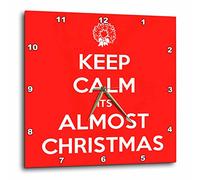 3dRose Keep Calm Its Almost Christmas - Reloj de Pared (Aluminio, 25,4 x 25,4 cm), Color Rojo