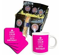 3dRose Keep Calm its Your 35th Birthday Hot Pink Girly Girls Fun Stay Calm and Carry on About Turning 35 - Cesta de regalo de café (cgb_157663_1)
