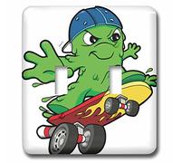 3dRose LLC. LSP_102277_2 Silly Boogie Monster on a Skateboard-Double Toggle Switch, Multicolor