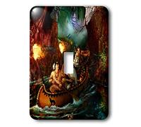 3dRose LLC lsp_11658_1 Familia nativa americana de Long Ago On A Journey Down The River By Canoe Interruptor de palanca individual