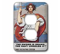 3dRose LLC. lsp_149375_6 Vintage The Sword is Drawn US Navy Recluiting Poster - 2 tapas de enchufe, multicolor